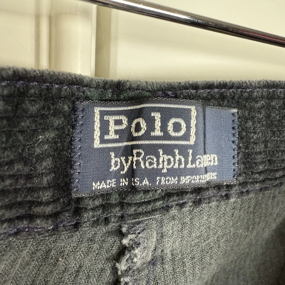 VTG Polo Ralph Lauren Corduroy Pants Mens 38/36 (37.5/30.5) Blackwatch Plaid USA
